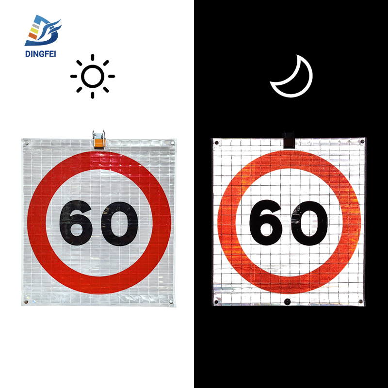 60KM Speed Limit Reflective Tripod Folding Warning Sign - 